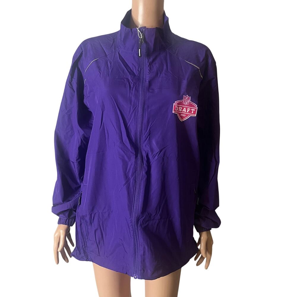 NFL Draft King Windbreaker Mens Medium Purple Full Zip Football Sports New